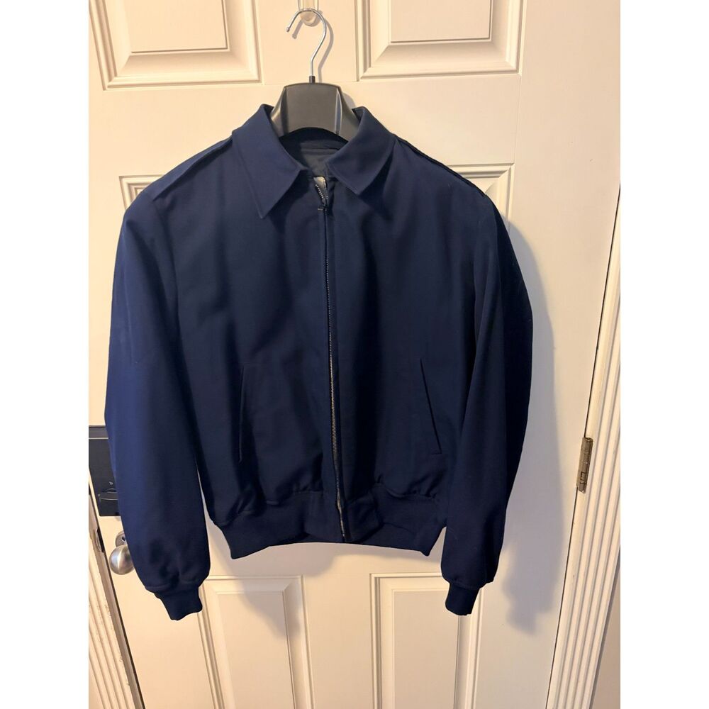 Vintage US Military Jacket Mens 42R Navy Blue Bomber Military Removable Liner